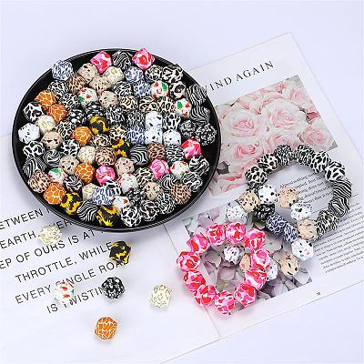 Colorful Pattern Printed Silicone Focal Beads SI-JX0022A-06-1