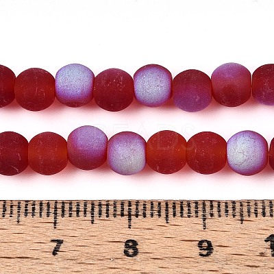 Frosted Transparent Glass Beads Strands GLAA-T032-T6mm-MBB20-1