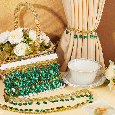 Polyester Lace Ribbon with Plastic Charms Tassel OCOR-WH0078-202A-03-1