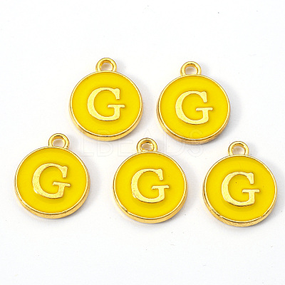 Golden Plated Alloy Enamel Charms X-ENAM-S118-09G-1