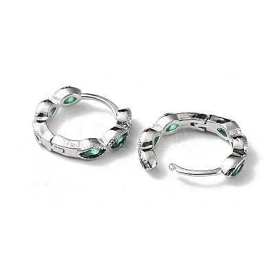 Green Cubic Zirconia Horse Eye Wrap Hoop Earrings LS-EJEW-K083-34P-C-1