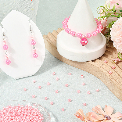 1200Pcs Baking Paint Pearlized Glass Pearl Round Bead Strands HY-SP0001-02-1