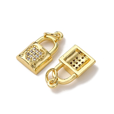 Brass Micro Pave Clear Cubic Zirconia Charms KK-A270-03E-G-1