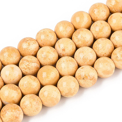 Dyed Synthetic Fossil Beads Strands G-T139-8mm-66B-1