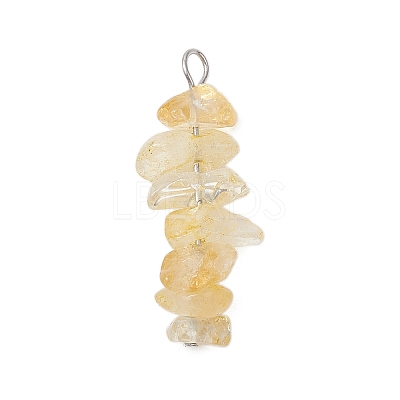3Pcs Natural Citrine & Green Aventurine & Synthetic Blue Goldstone Chip Beaded Constellation Pendants PALLOY-JF03043-06-1