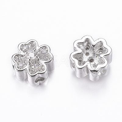 Rack Plating Brass Micro Pave Cubic Zirconia Beads X-ZIRC-A006-04P-02-1