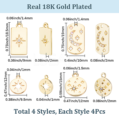 16Pcs 4 Styles Alloy Pendants FIND-SC0021-43-1