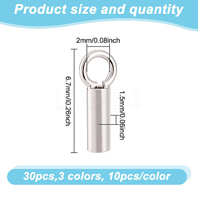 30Pcs 3 Colors 925 Sterling Silver Cord Ends FIND-GO0002-60-1