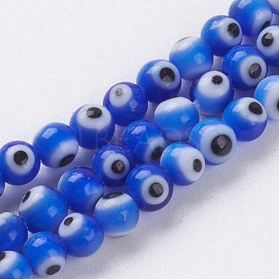Handmade Evil Eye Lampwork Beads Strands LAMP-J089-B02-1