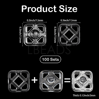 100pairs Plastic Snap Buttons BUTT-CY0001-03-1