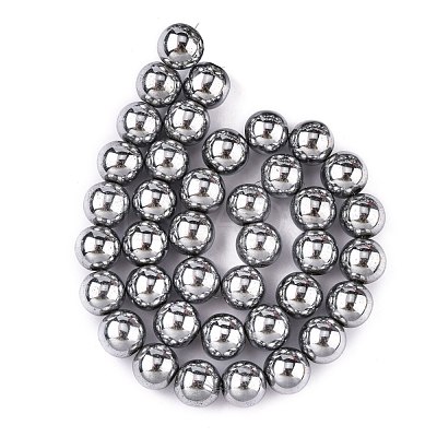 Non-magnetic Synthetic Hematite Beads Strands G-S096-10mm-3-1
