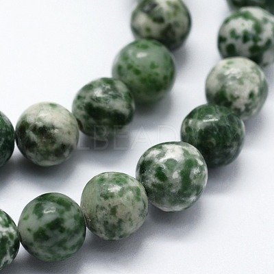 Natural Green Spot Jasper Beads Strands G-I199-30-4mm-1