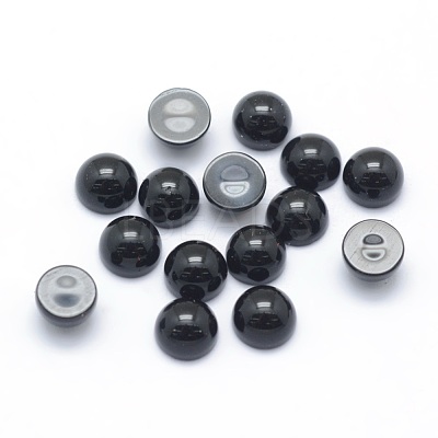 Natural Dyed & Heated Black Agate Cabochons X-G-P393-R02-4mm-1
