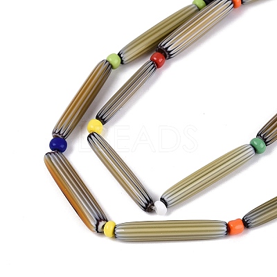 Handmade Millefiori Glass Lampwork Strip Beads Strands LA-N047-01E-1