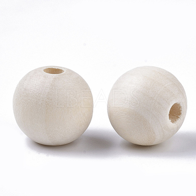 Natural Unfinished Wood Beads WOOD-S651-A16mm-LF-1