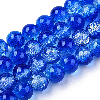 Transparent Crackle Baking Paint Glass Beads Strands DGLA-T003-01B-03-1
