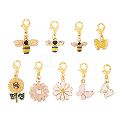 9Pcs 9 Style Alloy Enamel Pendant Decoration HJEW-CD0001-01-1