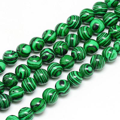 Synthetic Malachite Beads Strands G-T053-6mm-05-1
