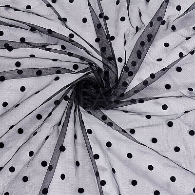 2 Yards Nylon Fiber Polka Dot Mesh Fabric DIY-GA0010-01-1