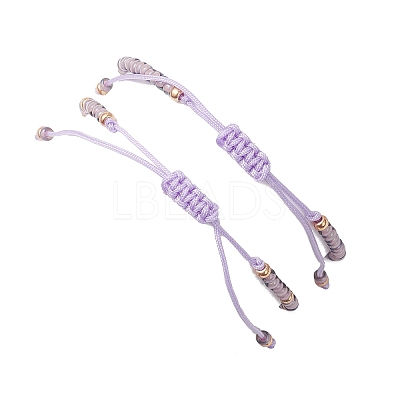 2Pcs Natural Amethyst & Glass Seed Beads Braided Bead Bracelets for Women BJEW-MZ00247-04-1