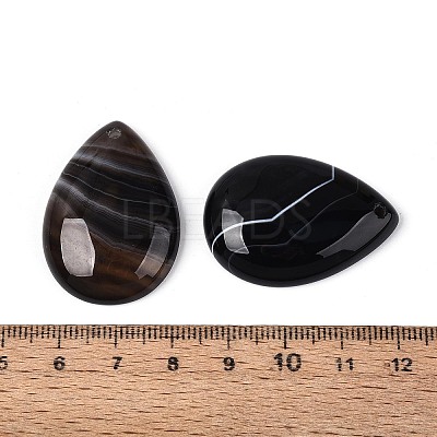 Natural Black Banded Agate(Dyed & Heated) Pendants G-T143-52A-1