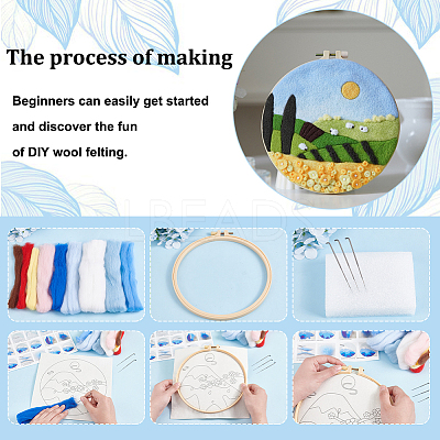 Mountain Scenery Hanging Painting Needle Felting Kit for Beginners DIY-WH0568-20-1
