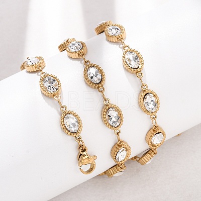 304 Stainless Steel Glass Link Chain Necklaces SA-CBA725A-25A-G-1