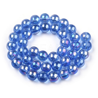 Electroplate Transparent Glass Beads Strands GLAA-T032-T10mm-AB04-1