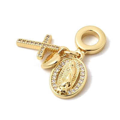 Brass Pave Clear Cubic Zirconia European Dangle Charms KK-A296-06B-G-1