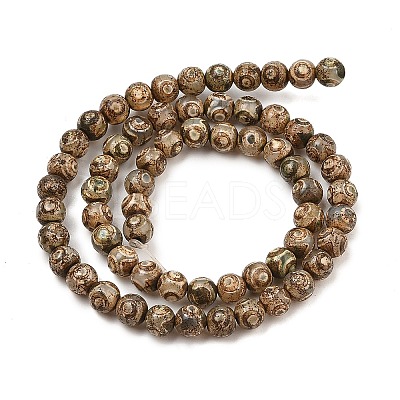 Natural Tibetan 3-Eye dZi Agate Beads Strands G-A240-A01-02-1