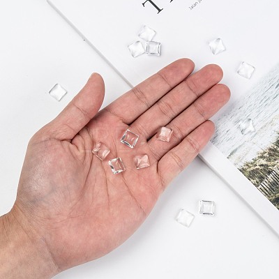 Transparent Clear Glass Square Cabochons X-GGLA-A001-10mm-1