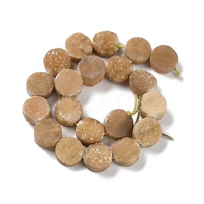 Electroplated Natural Druzy Agate Beads Strands G-M433-01H-1