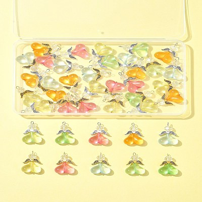 40Pcs 10 Colors Acrylic Glass Pendants PALLOY-FS00018-1