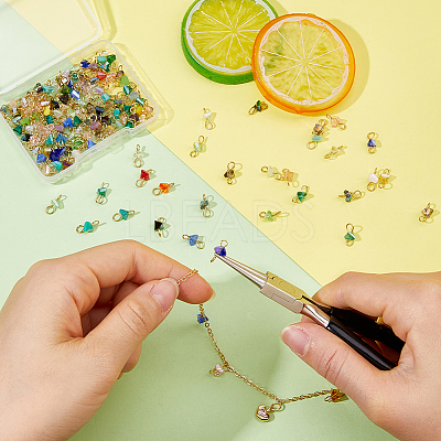 140Pcs 7 Styles Electroplate Glass Charms PALLOY-FH00184-1