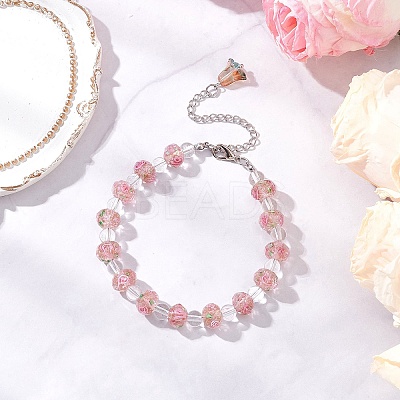 2Pcs 2 Colors Lampwork Beaded Bracelets for Women BJEW-JB12135-1