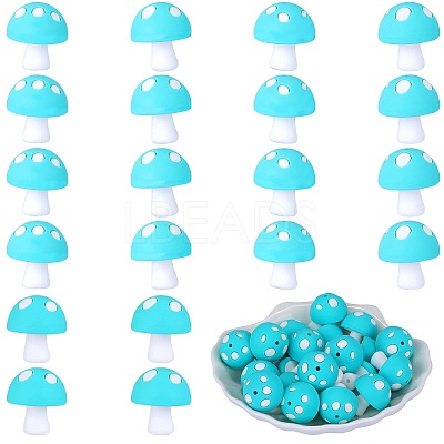 20Pcs Mushroom Silicone Focal Beads JX901H-1