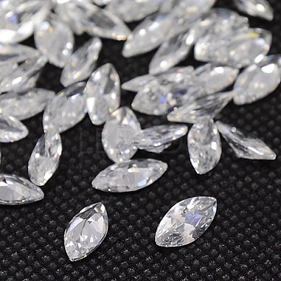 Cubic Zirconia Pointed Back Cabochons ZIRC-M003-6x3mm-007-1