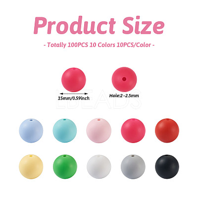 100Pcs 10 Colors Food Grade Eco-Friendly Silicone Focal Beads SIL-BY0001-02-1