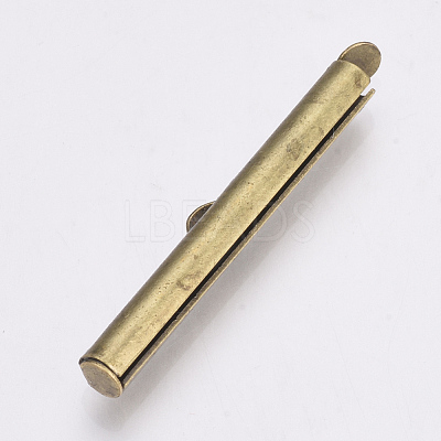 Brass Slide On End Clasp Tubes X-KK-Q747-11H-AB-1