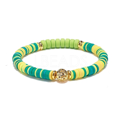 7Pcs 7 Color Handmade Polymer Clay Disc Surfer Stretch Bracelets Set BJEW-JB08798-1