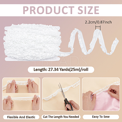 25M Nylon with Spandex Lace Wrinkle Ribbon OCOR-BC0009-48A-1