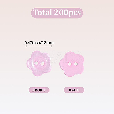 200Pcs 2-Hole Resin Buttons RESI-SP0001-52A-1