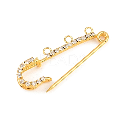 Iron Rhinestone Safety Pins Brooch Findings IFIN-A021-01A-G-1