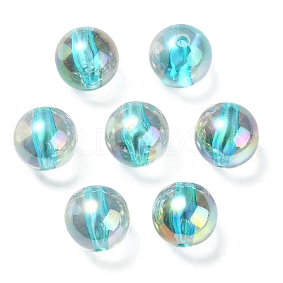 UV Plating Transparent Rainbow Iridescent Acrylic Beads OACR-F004-01F-1