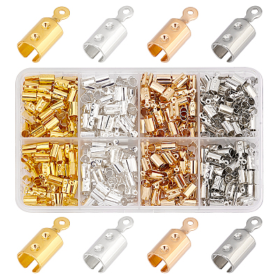 400Pcs 4 Colors Iron Folding Crimp Ends IFIN-PH0002-27-1