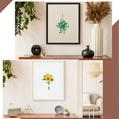 2 Sets 2 Styles DIY Embroidery Kits DIY-GF0009-97A-1