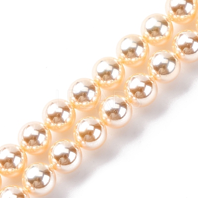 UV Plating Pearlized Glass Pearl Beads Strands GLAA-F128-01A-T8-1