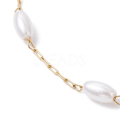 Plastic Pearl Oval Bead Link Bracelets BJEW-JB12603-1