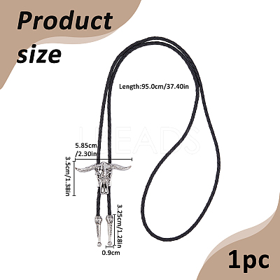 1Pc Alloy Cattle Head Bolo Tie Necklaces NJEW-MA0001-01-1