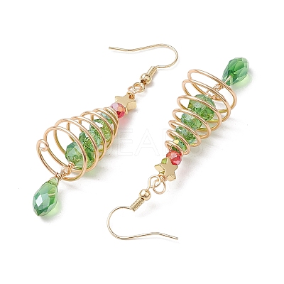 Copper Wired Glass Dangle Earrings EJEW-JE05917-1